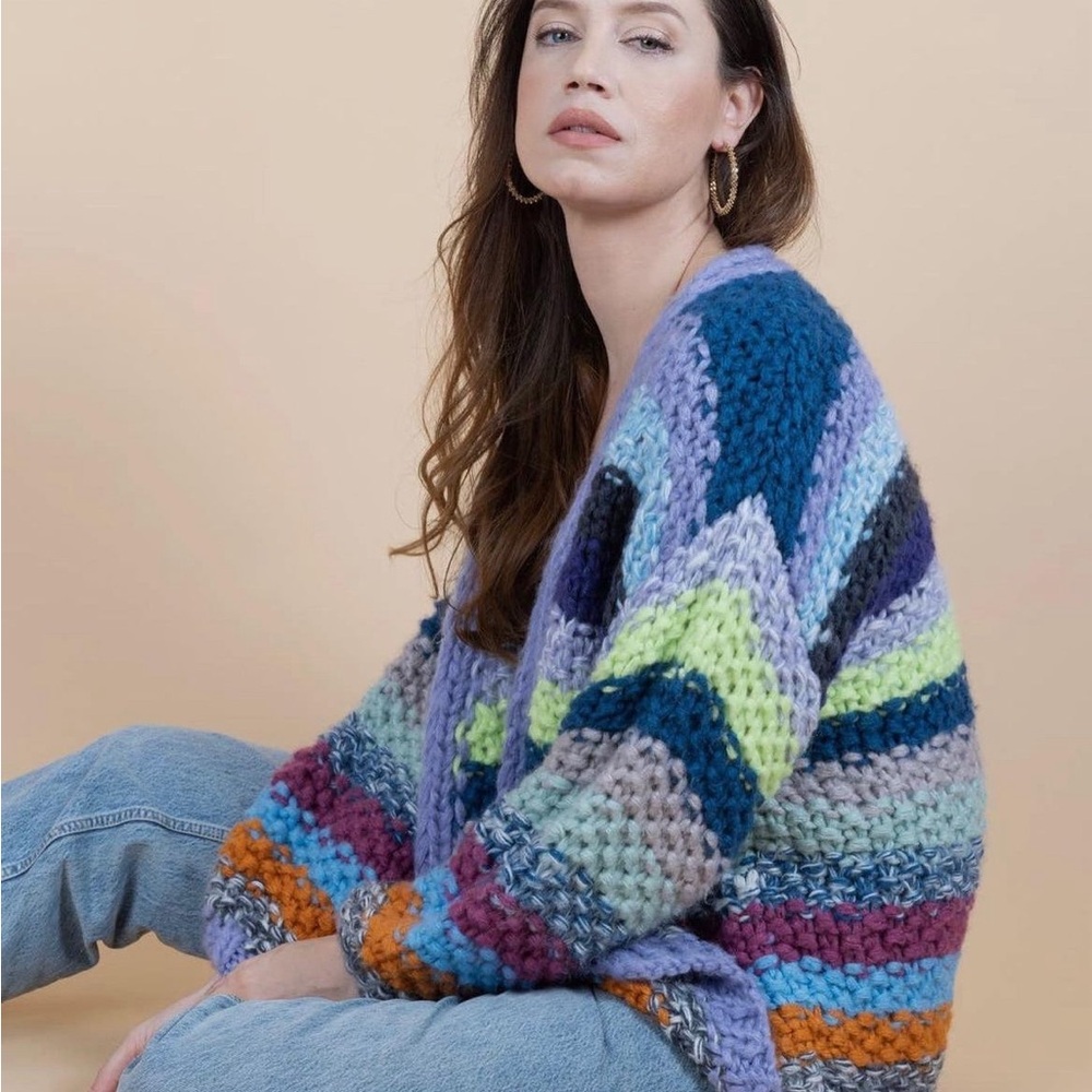 Acrylic blend hand knitted cardigan